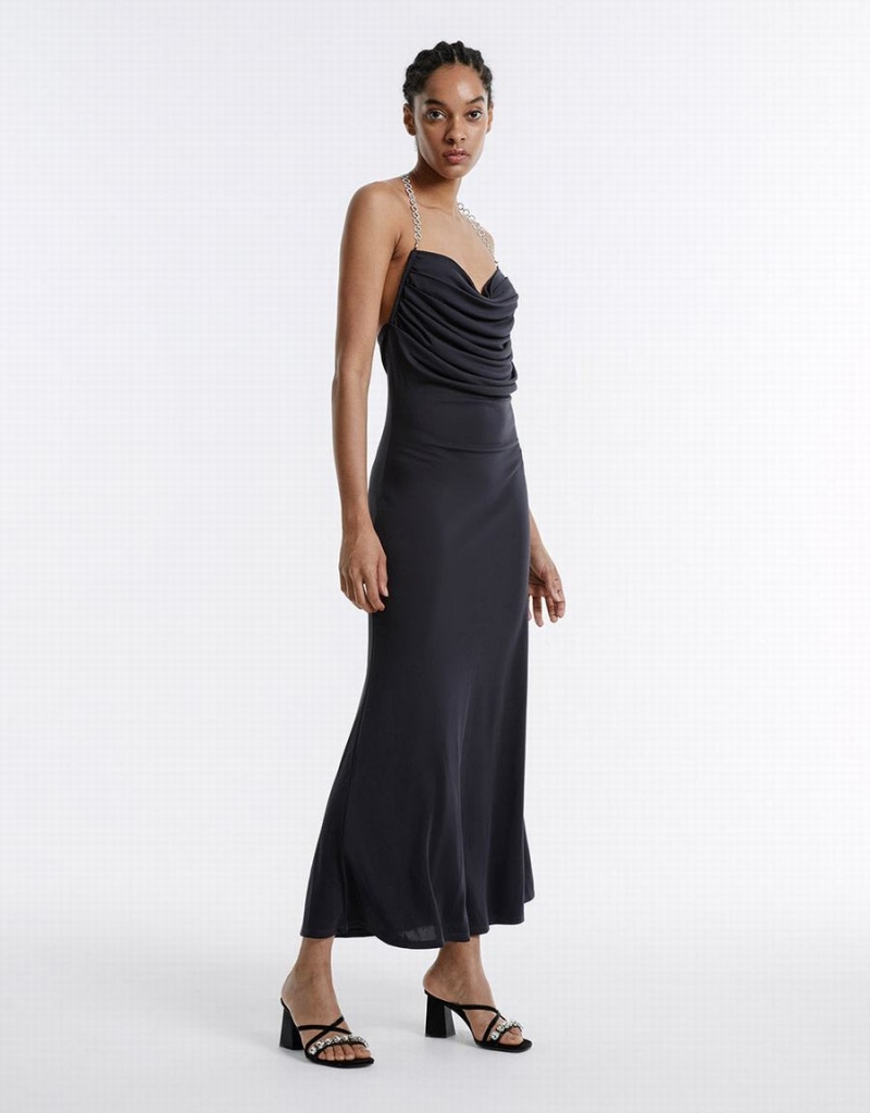Vestido Urban Revivo Backless Maxi Mujer Grises | ZYK6255SS