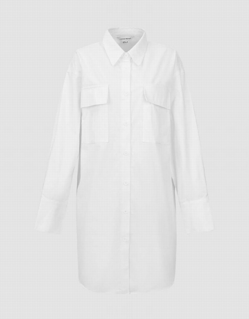Vestido Urban Revivo Button Up Directo Mujer Blancos | OHF7630UZ
