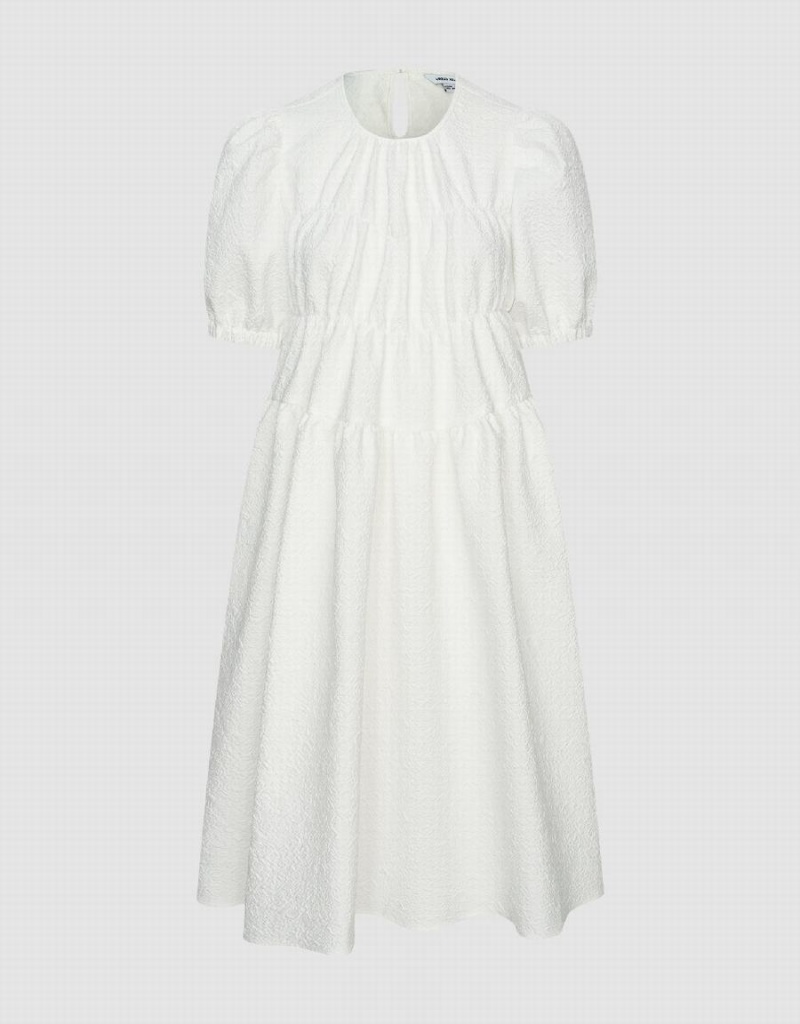 Vestido Urban Revivo Crew Neck A-Line Mujer Blancos | GHO7233MT