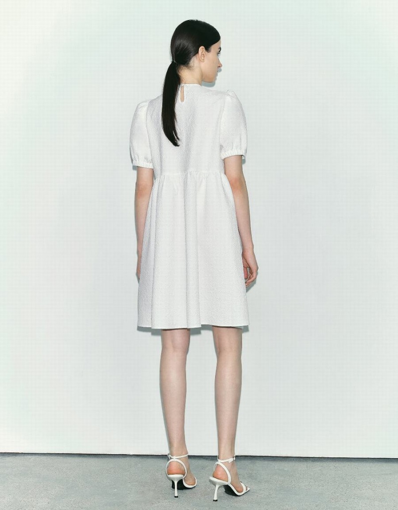 Vestido Urban Revivo Crew Neck A-Line Mujer Blancos | GHO7233MT