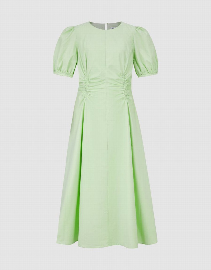 Vestido Urban Revivo Crew Neck A-Line Mujer Verdes | QVK7387ZO