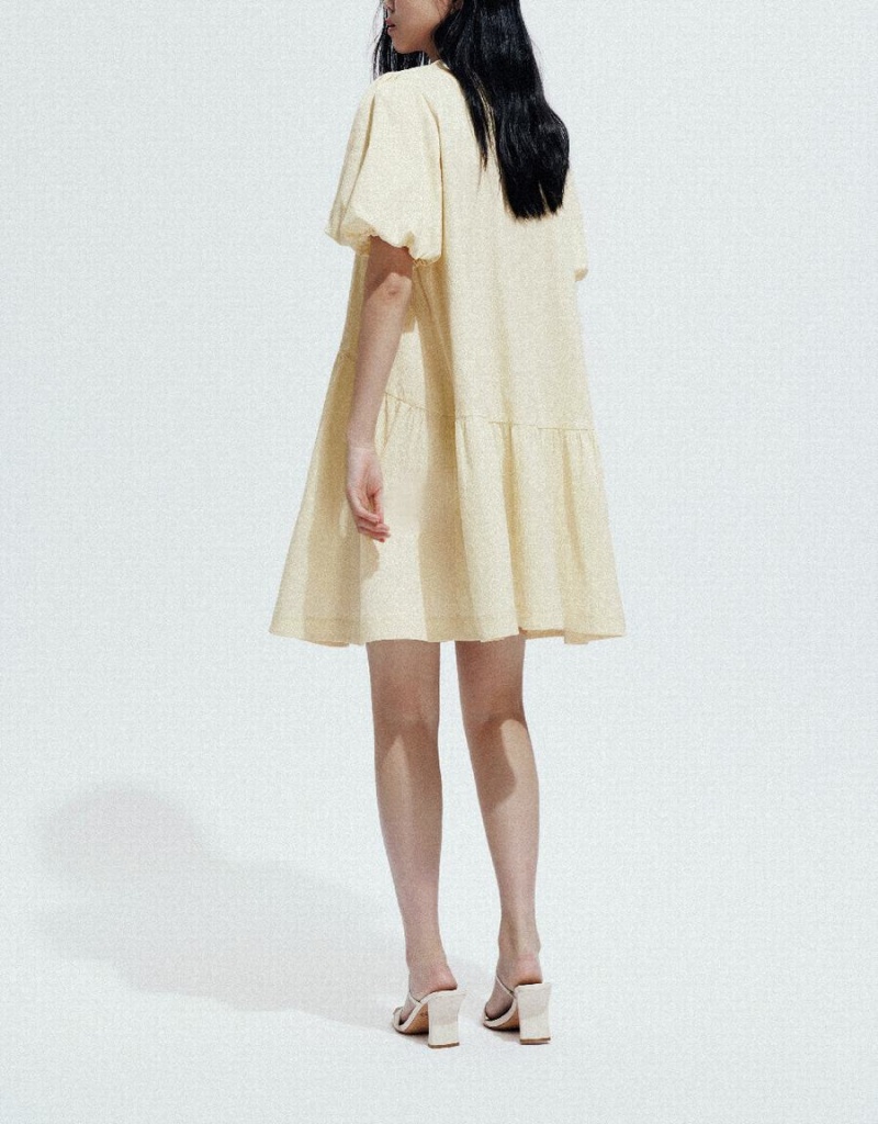 Vestido Urban Revivo Crew Neck A-Line Mujer Blancos | IVK3695OV