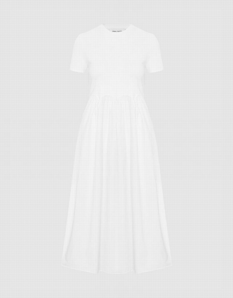 Vestido Urban Revivo Crew Neck Directo Mujer Blancos | VGE9868GI