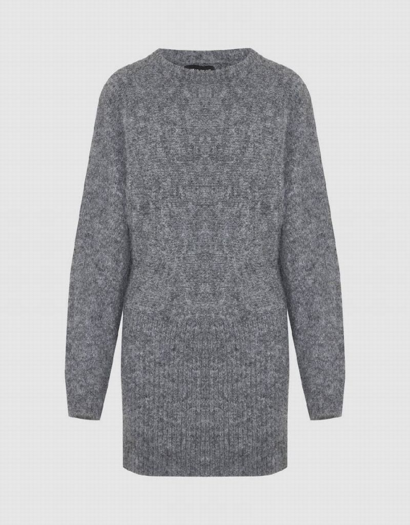 Vestido Urban Revivo Crew Neck Directo Mujer Grises | RMW1841NC