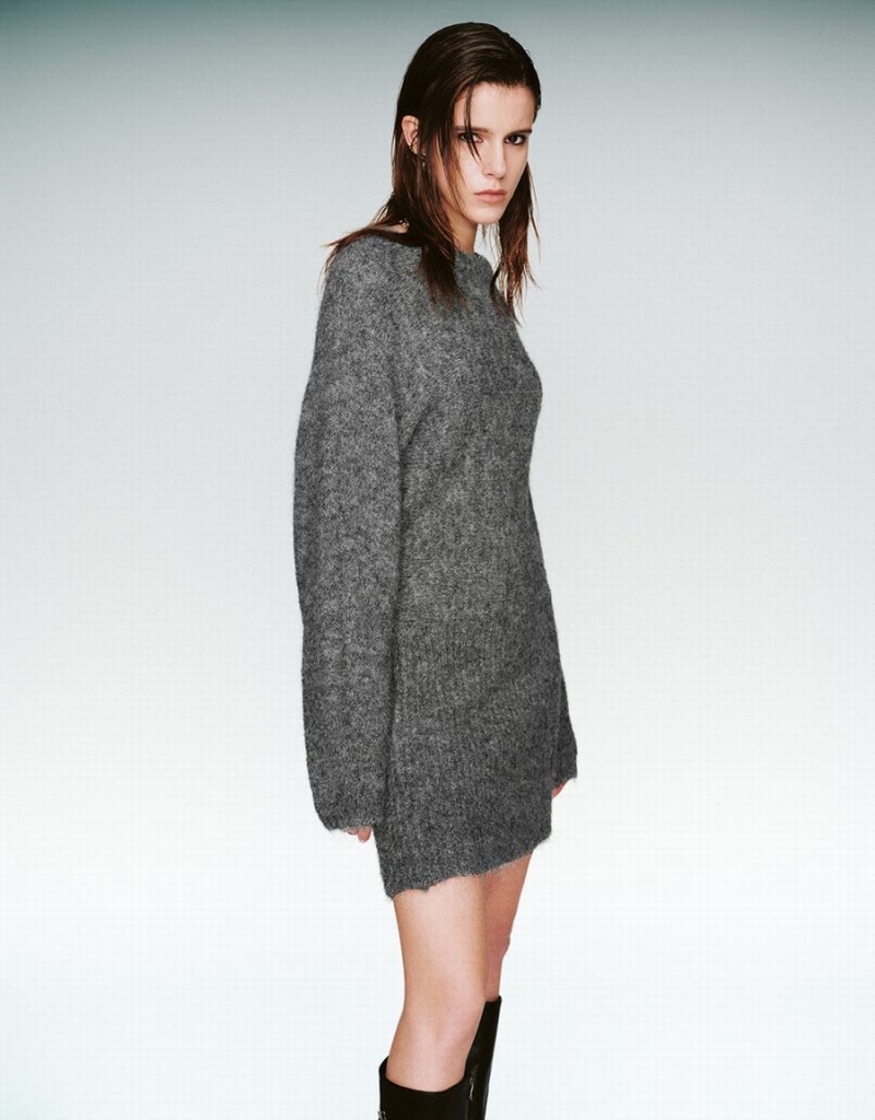 Vestido Urban Revivo Crew Neck Directo Mujer Grises | RMW1841NC