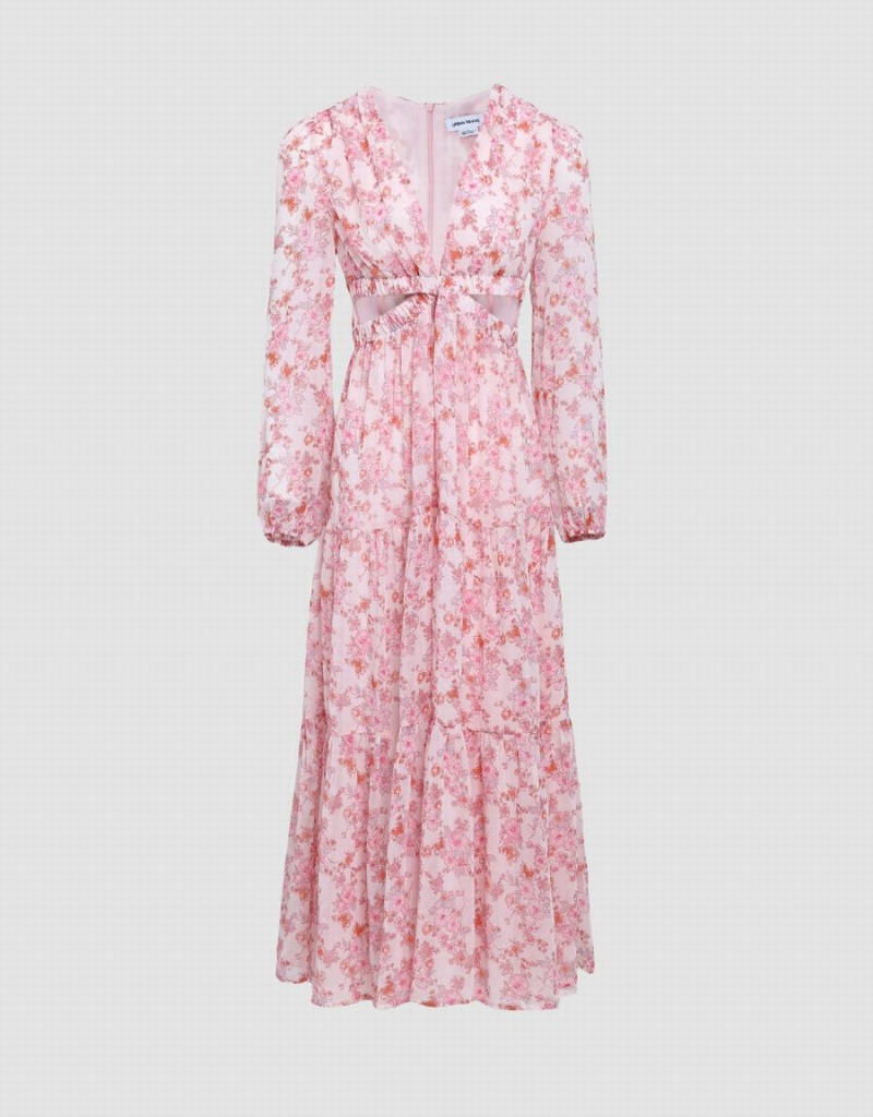 Vestido Urban Revivo Cut Out Floral Skater Mujer Rosas | DNR1325AI