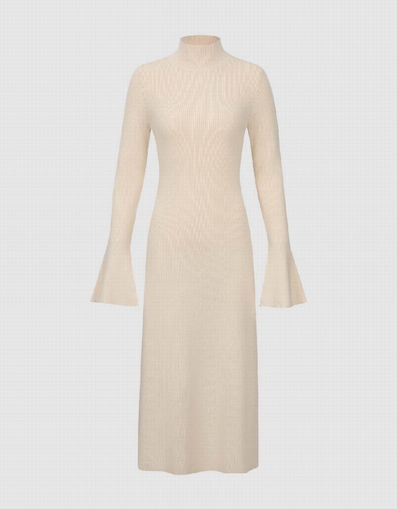Vestido Urban Revivo De Punto Directo Mujer Blancos | HWU8423SY
