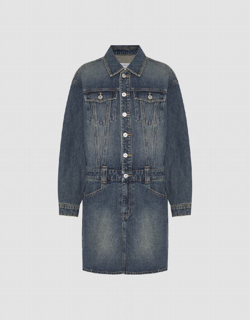 Vestido Urban Revivo Directo Denim Mujer Azules | NKO9949XI