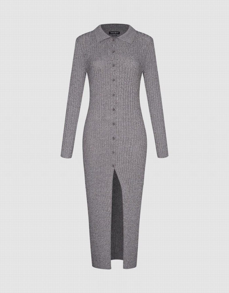 Vestido Urban Revivo Flaco De Punto Mujer Marrom Grises | DEY1682AB