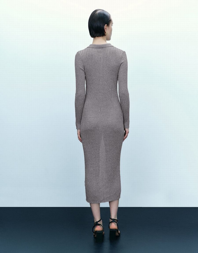 Vestido Urban Revivo Flaco De Punto Mujer Marrom Grises | DEY1682AB