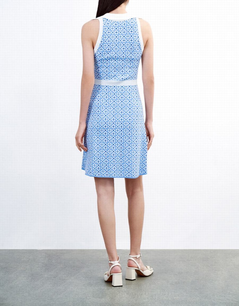 Vestido Urban Revivo Floral Pattern Sin Manga De Punto Mujer Azules | YXX6535AG
