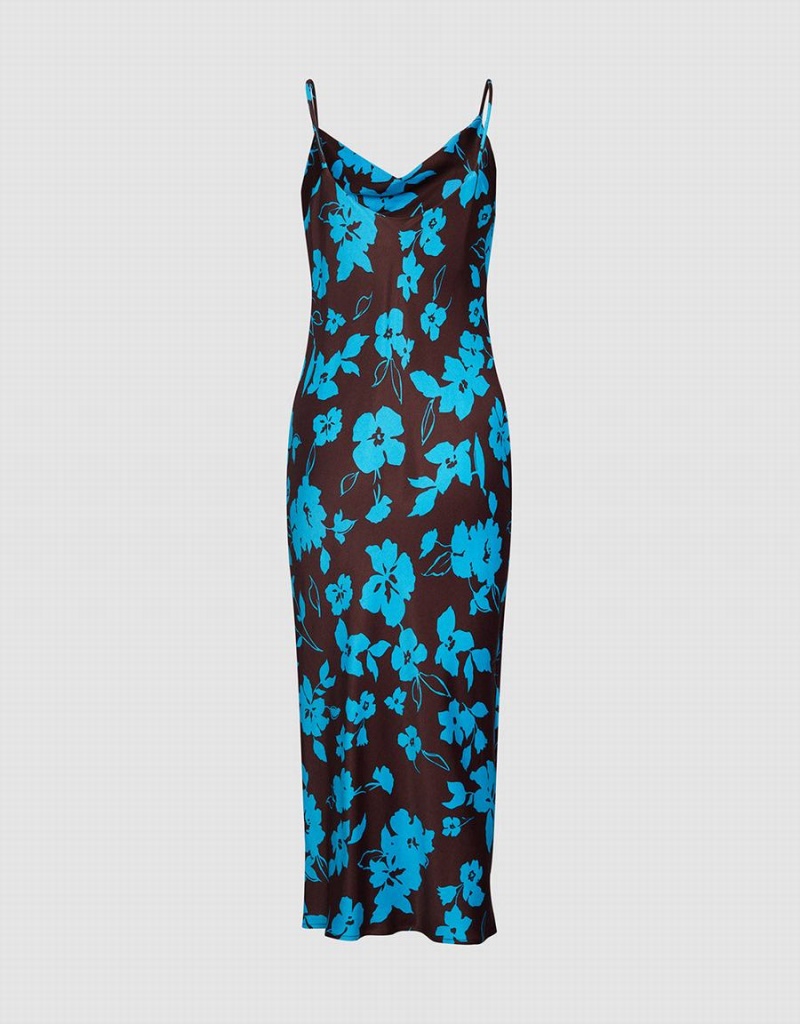 Vestido Urban Revivo Floral Print Cami Mujer Azules | HLF5468ID