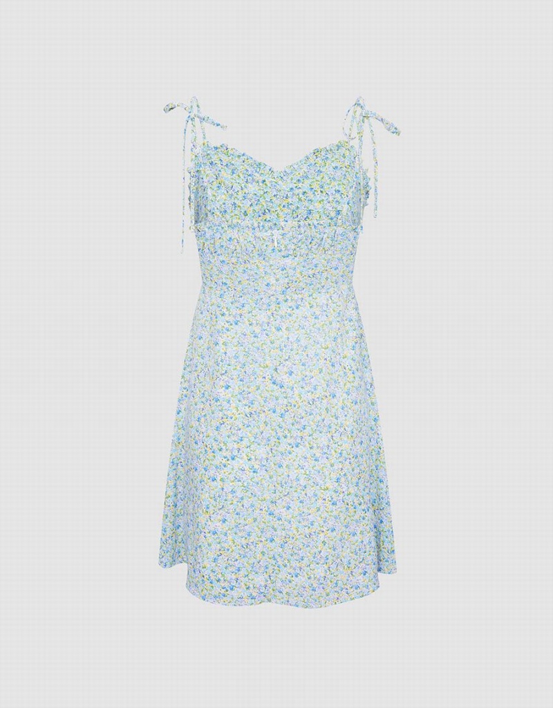 Vestido Urban Revivo Floral Print Cami Mujer Azules | AQC1416JZ