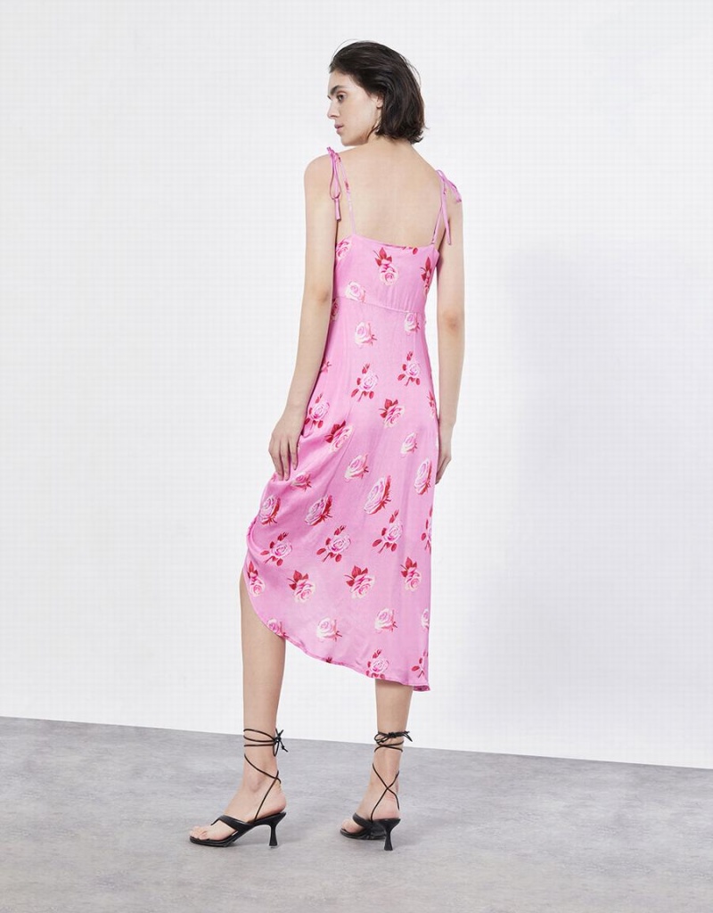 Vestido Urban Revivo Floral Ruched Cami Mujer Rojos | DPI6132UZ