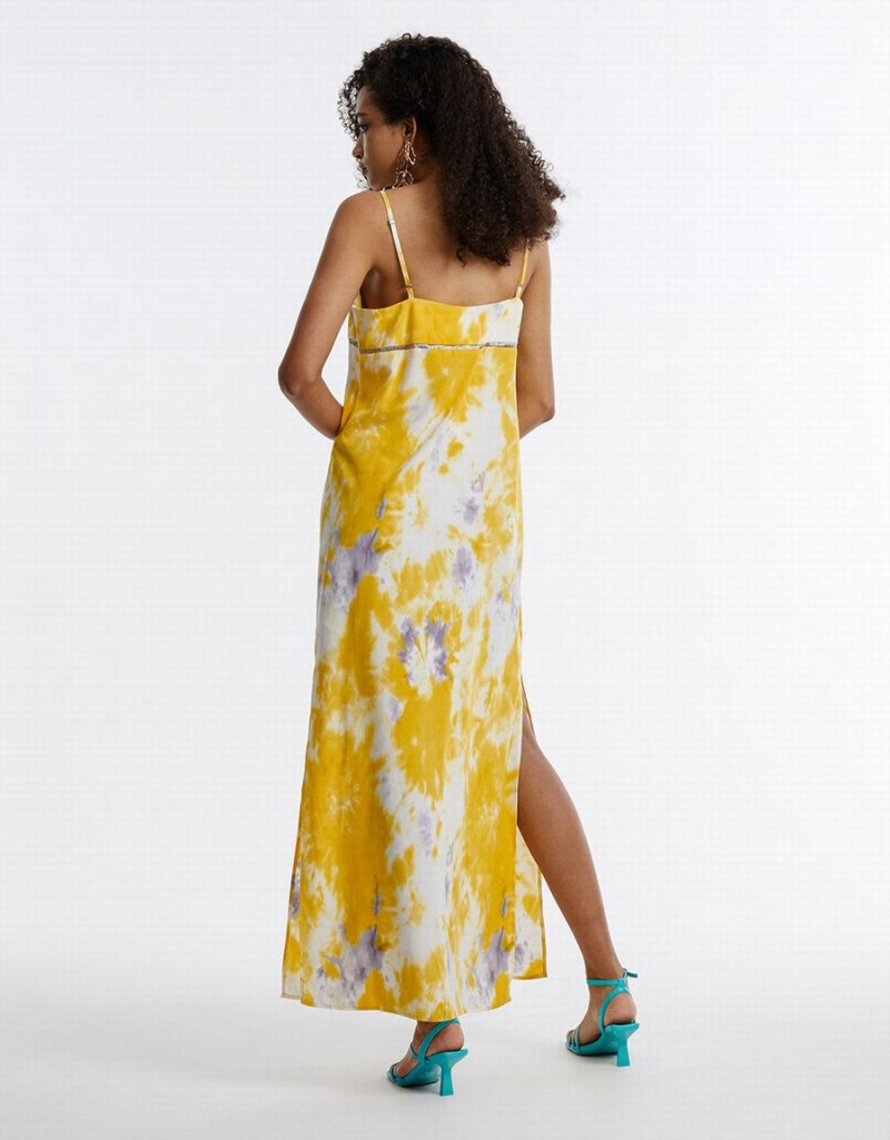 Vestido Urban Revivo Flowy Floral Mujer Amarillos | SFS788QH
