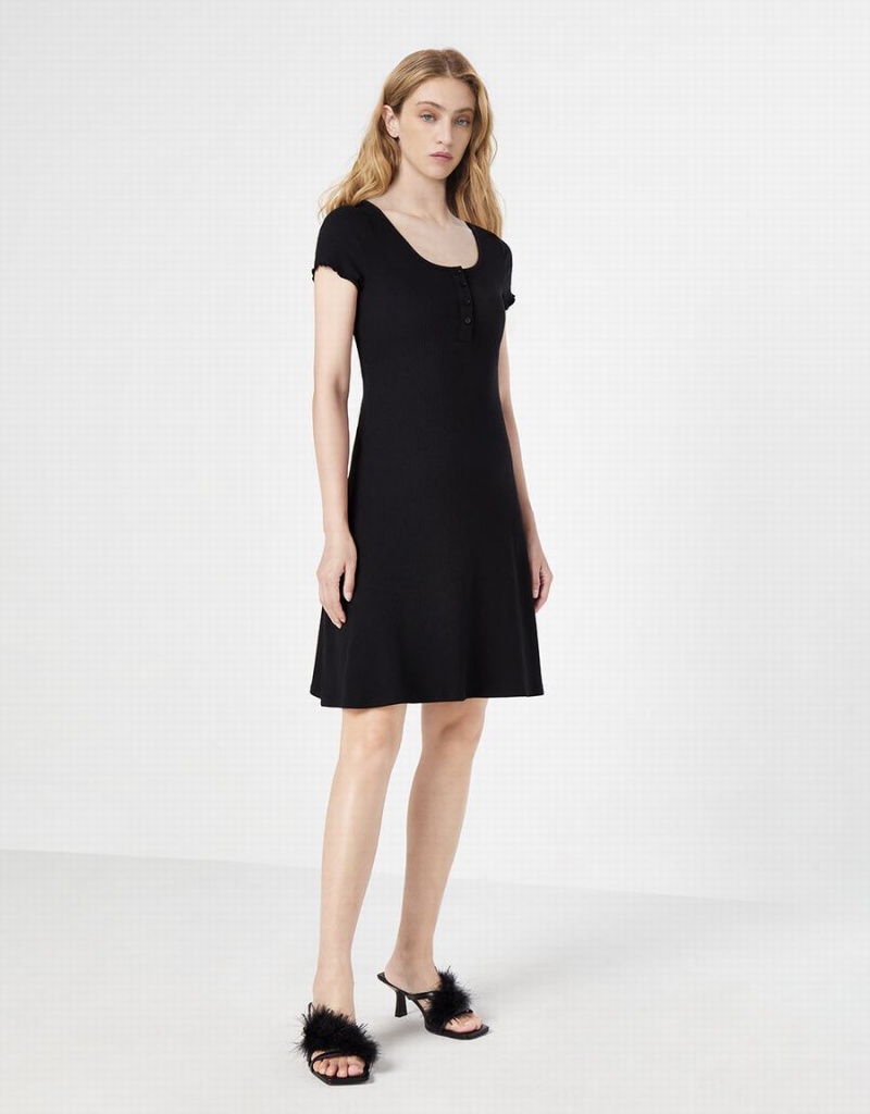 Vestido Urban Revivo Half Button Acanalado Knit Mujer Morados | AQF865KX