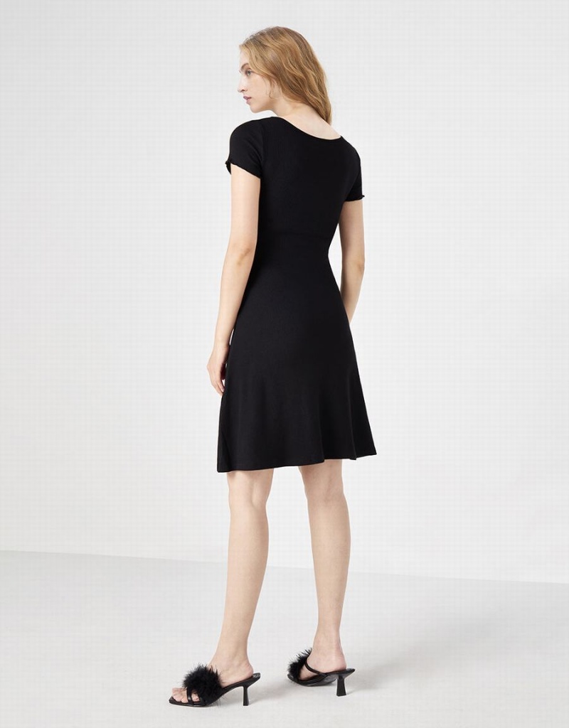 Vestido Urban Revivo Half Button Acanalado Knit Mujer Morados | AQF865KX