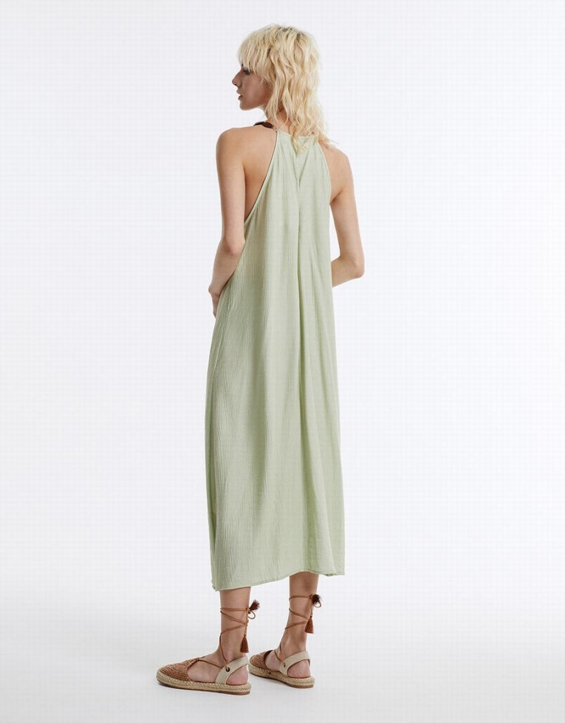 Vestido Urban Revivo Halter Midi Mujer Verdes | CDJ731DT