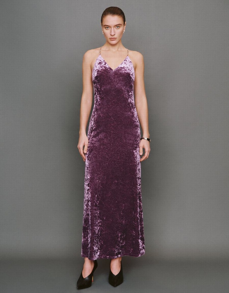 Vestido Urban Revivo Halter Neck Sin Manga A-Line Mujer Morados | RBY7414HW