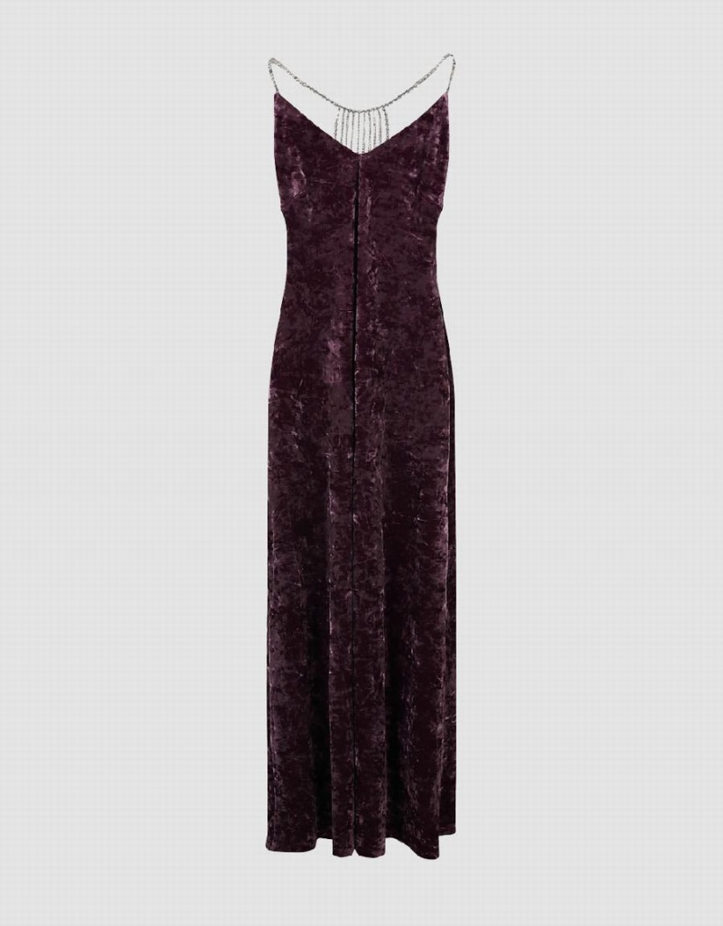 Vestido Urban Revivo Halter Neck Sin Manga A-Line Mujer Morados | RBY7414HW