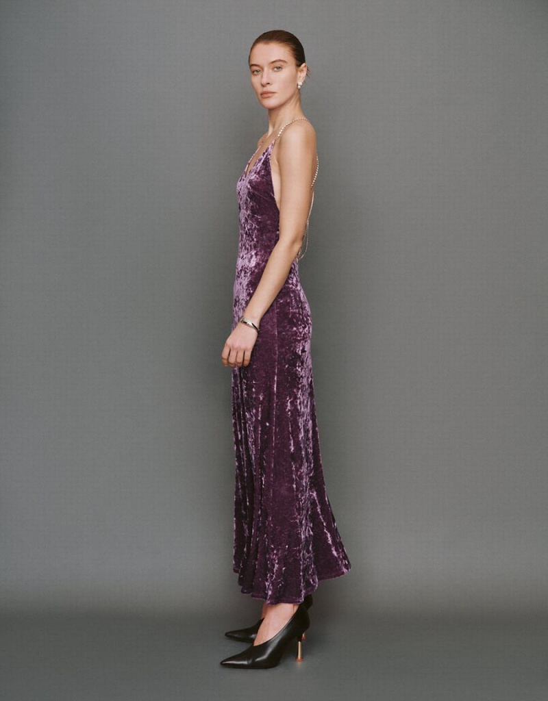 Vestido Urban Revivo Halter Neck Sin Manga A-Line Mujer Morados | RBY7414HW