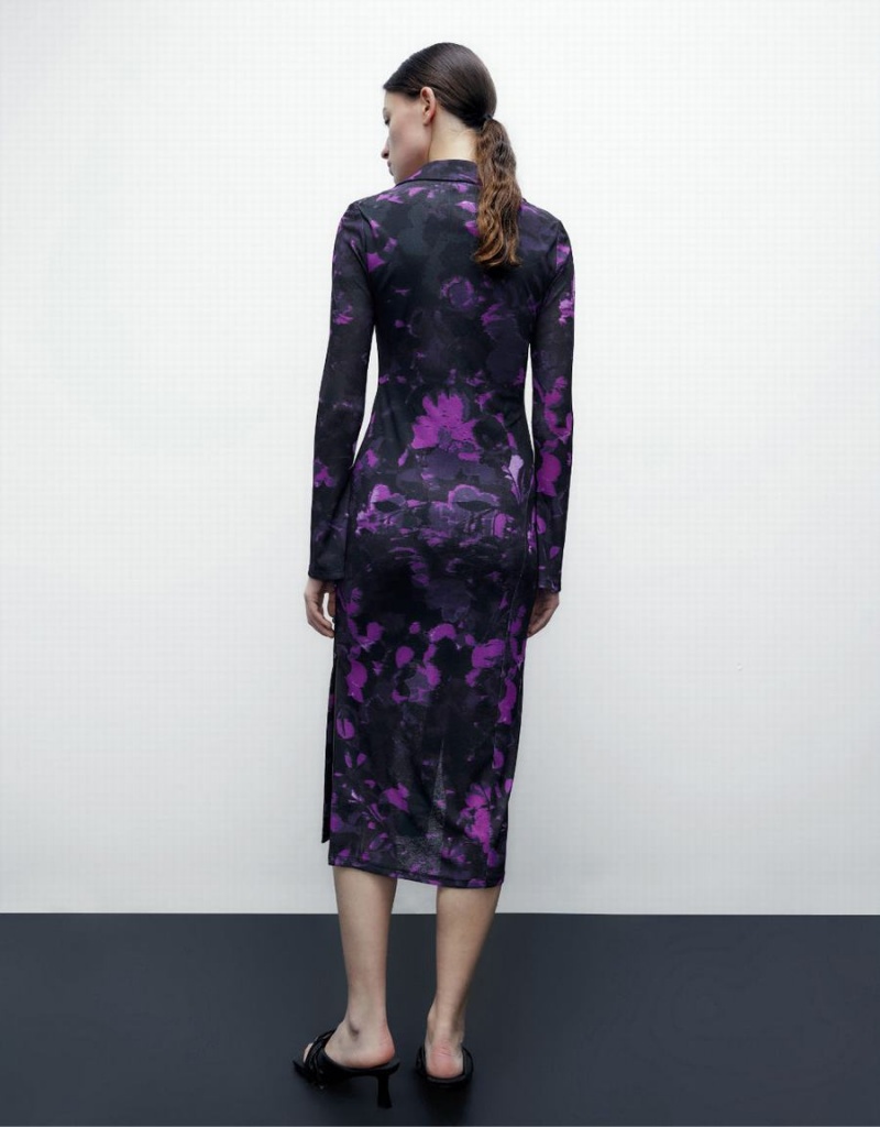 Vestido Urban Revivo Hollow Out Midi Mujer Morados | UTS5275LI