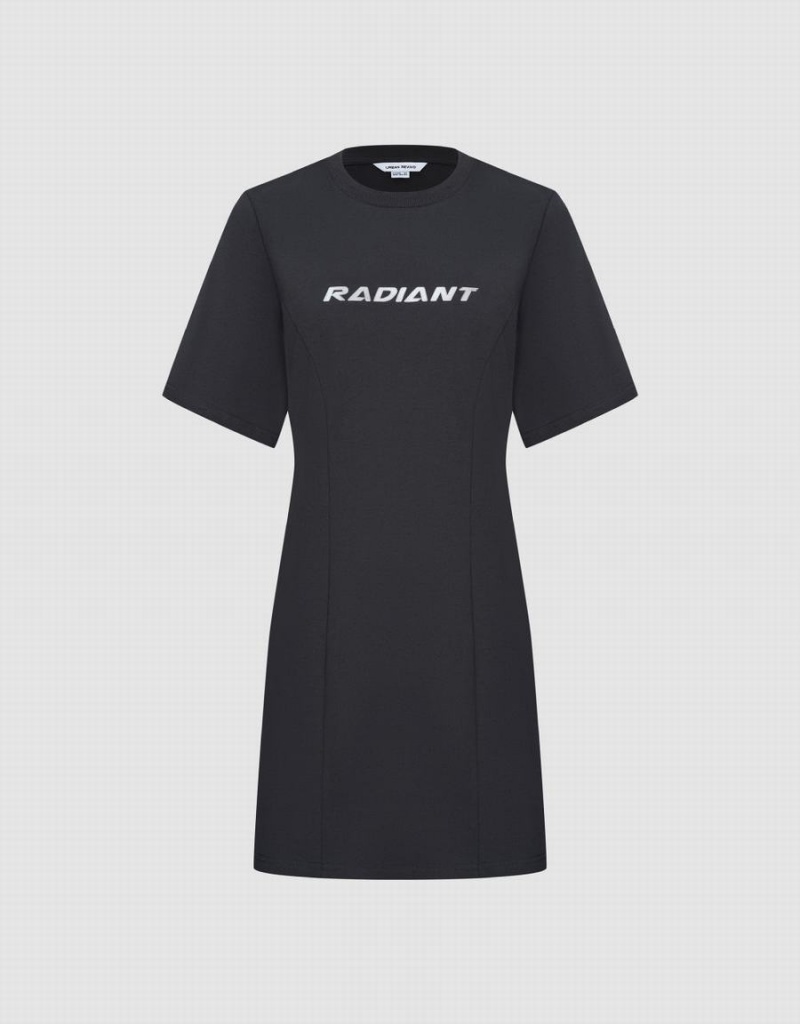 Vestido Urban Revivo Letras Printed Crew Neck Mujer Grises | ZZQ7922HU
