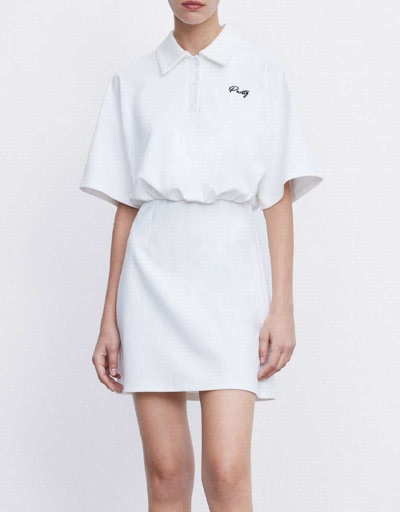 Vestido Urban Revivo Letter Detail Mujer Blancos | BHC7552OS