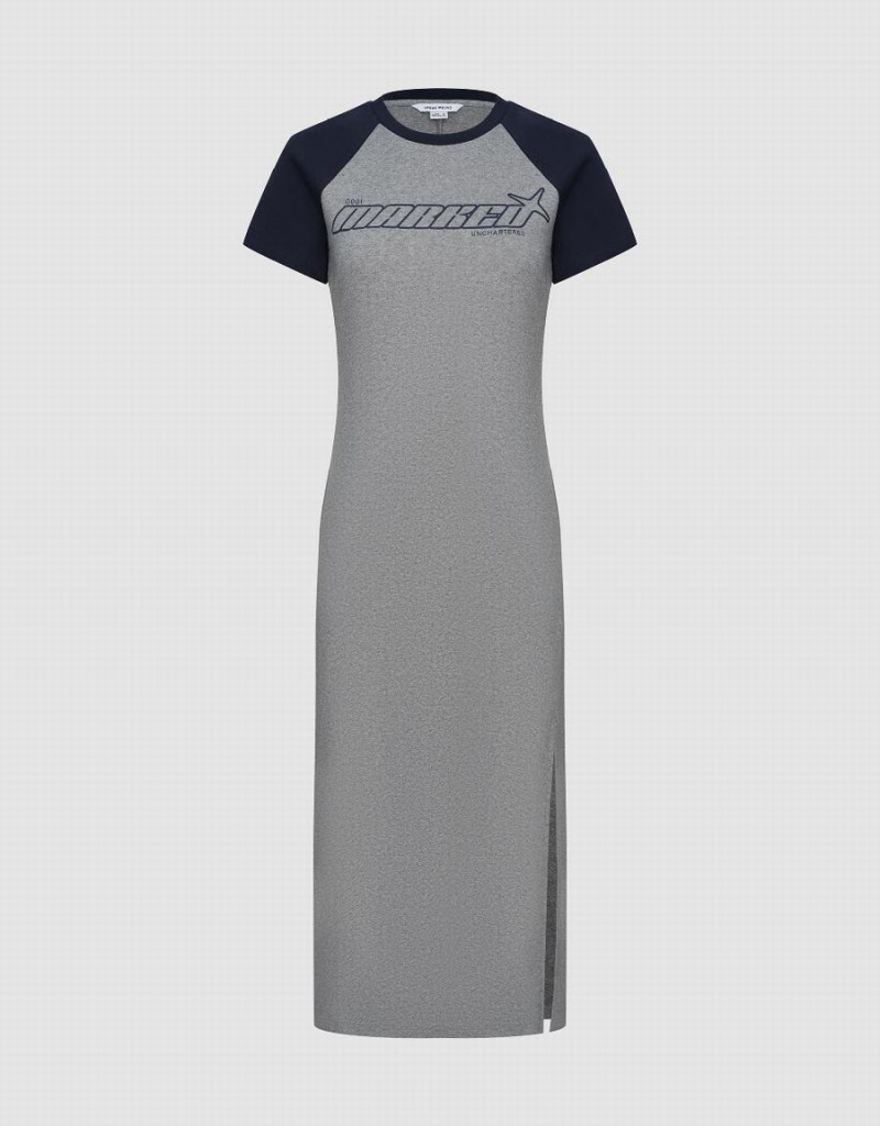 Vestido Urban Revivo Letter Printed Crew Neck Directo Mujer Grises | BHA7069HW