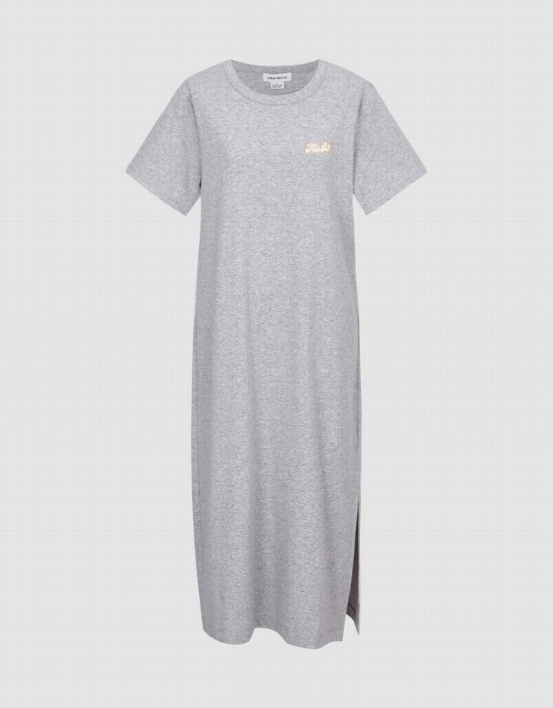 Vestido Urban Revivo Letter Printed Crew Neck Directo Mujer Grises | IUA7593EV