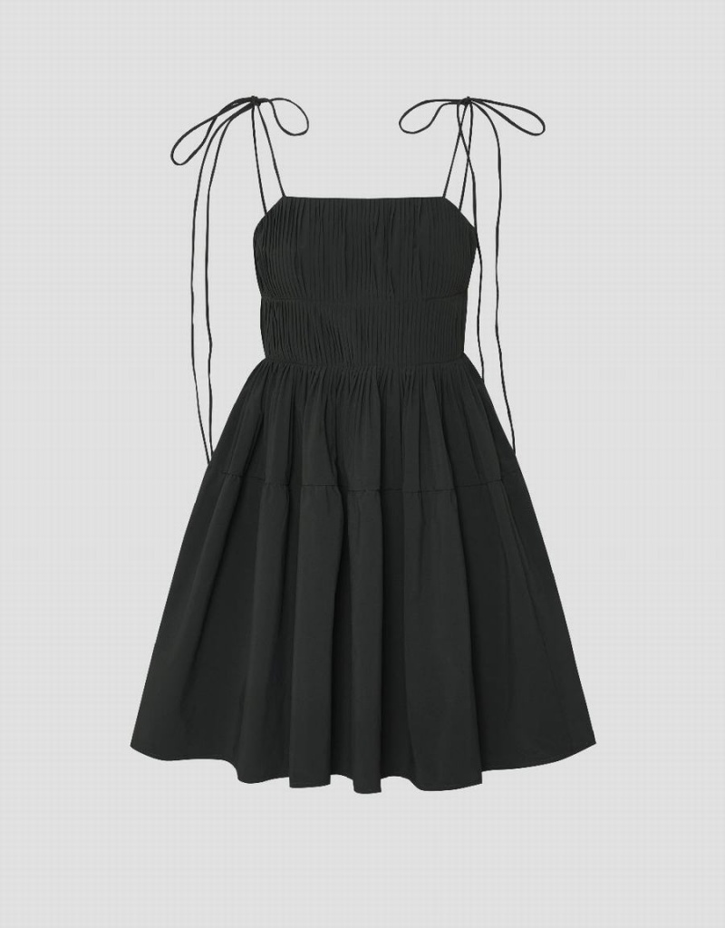 Vestido Urban Revivo Off-Shoulder A-Line Cami Mujer Negros | EGQ7953FZ