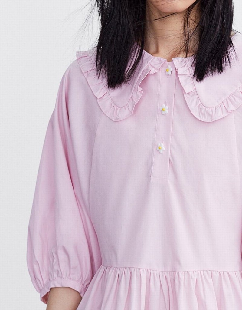Vestido Urban Revivo Plain Statement Collar Skater Mujer Rosas | NDK9237CD