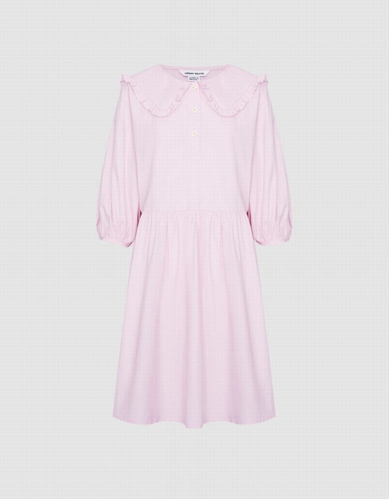 Vestido Urban Revivo Plain Statement Collar Skater Mujer Rosas | NDK9237CD