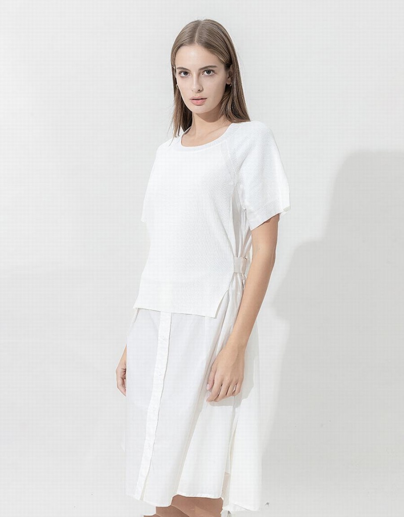 Vestido Urban Revivo Raglan Sleeve De Punto Mujer Blancos | UWU9262EL
