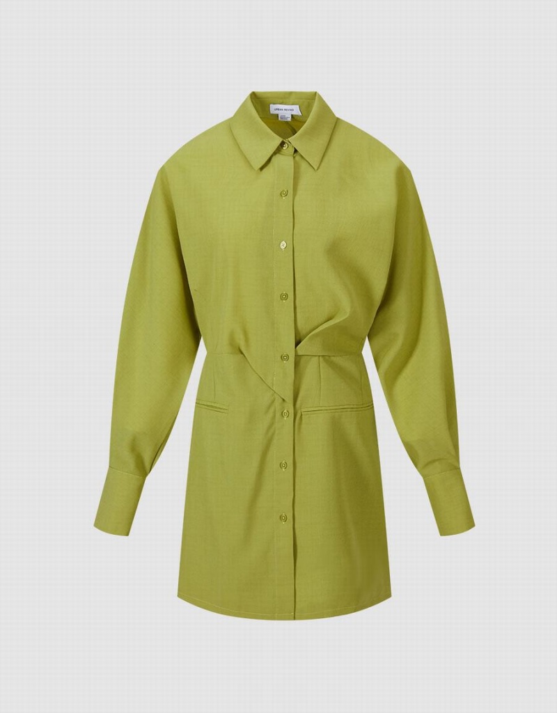 Vestido Urban Revivo Ruched Mujer Verdes | AAB2431EW