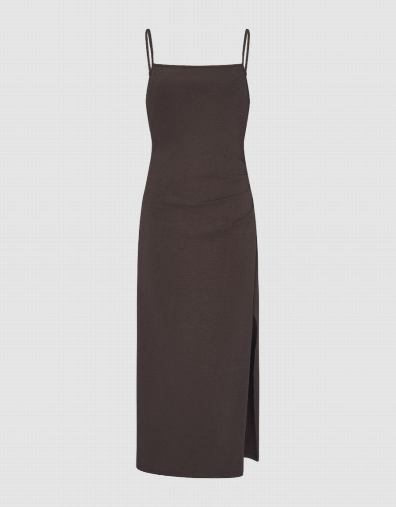 Vestido Urban Revivo Ruched Skater Cami Mujer Marrom | KTK4626VO