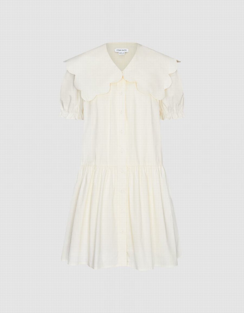 Vestido Urban Revivo Ruffle A-Line Mujer Blancos | HHE513TK