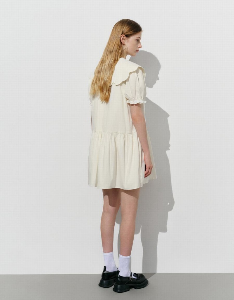 Vestido Urban Revivo Ruffle A-Line Mujer Blancos | HHE513TK