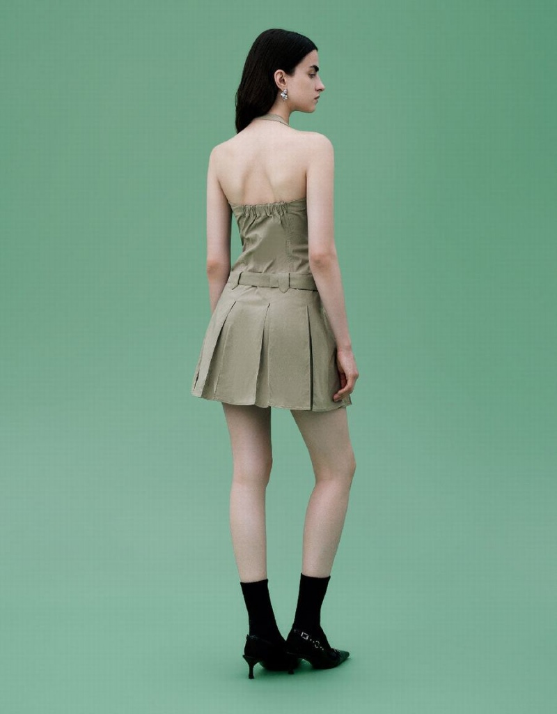 Vestido Urban Revivo Sin Manga A-Line With Belt Mujer Kaki | ASU5241FO