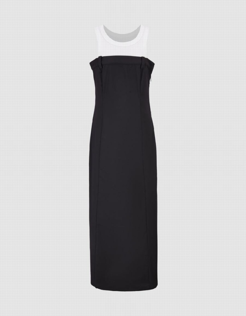 Vestido Urban Revivo Sin Manga Crew Neck A-Line Mujer Negros | RMF1019OU