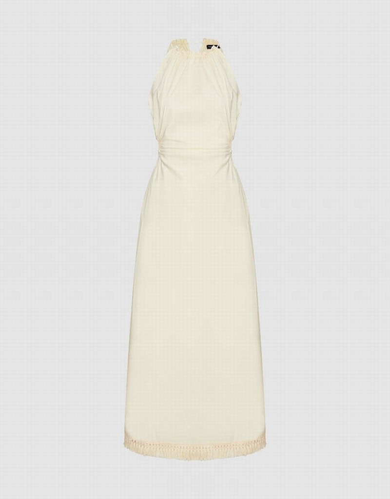 Vestido Urban Revivo Sin Manga Crew Neck A-Line Mujer Amarillos | WJY6631WI