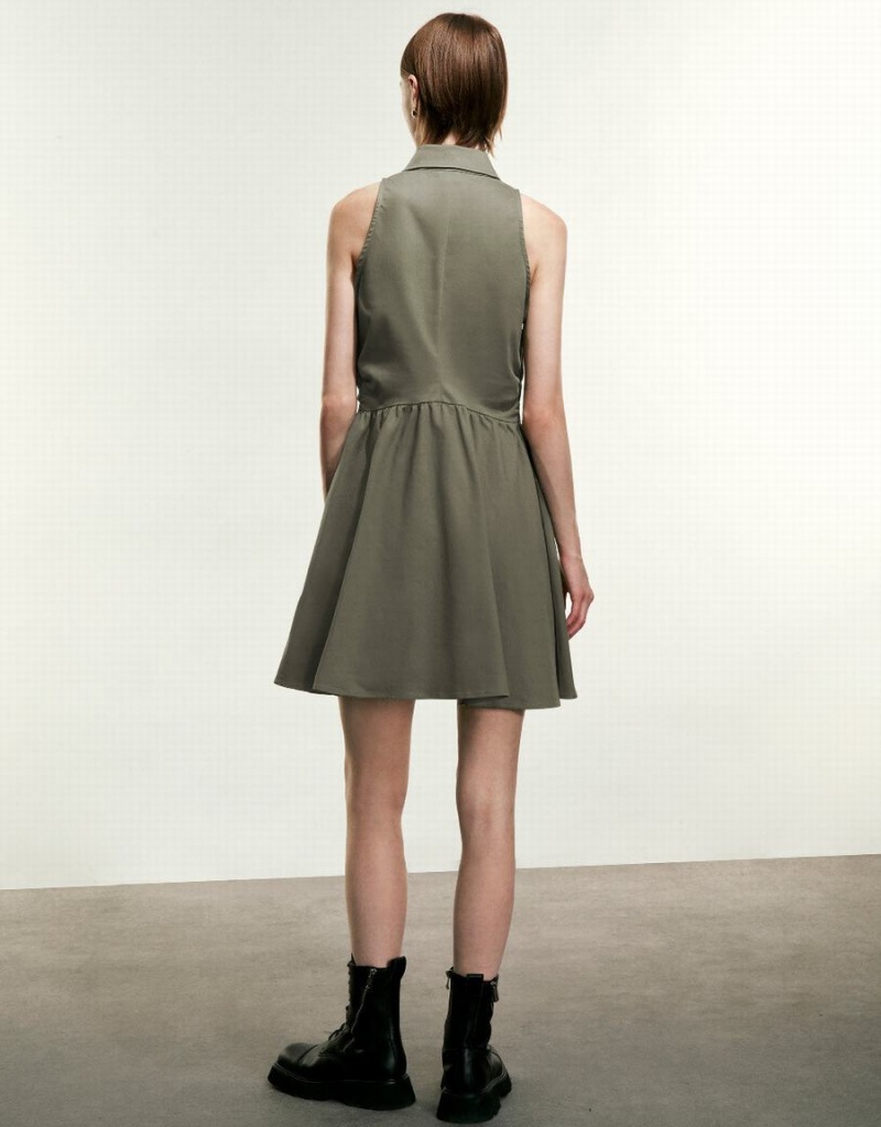 Vestido Urban Revivo Sin Manga Skater Mujer Kaki | LGY2195WS