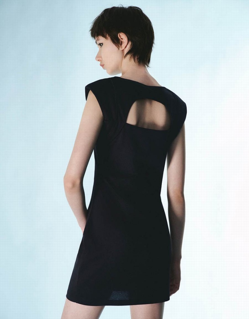 Vestido Urban Revivo Sin Manga V-Neck A-Line Mujer Negros | UWK1034ST