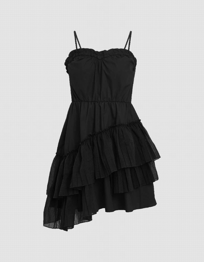 Vestido Urban Revivo Sin Manga V-Neck A-Line Mujer Negros | HNT8764QB
