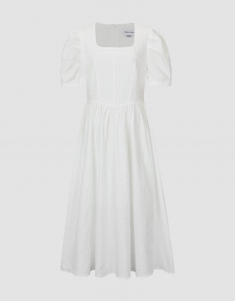 Vestido Urban Revivo Square-Cut Collar A-Line Mujer Blancos | FZK6132WR