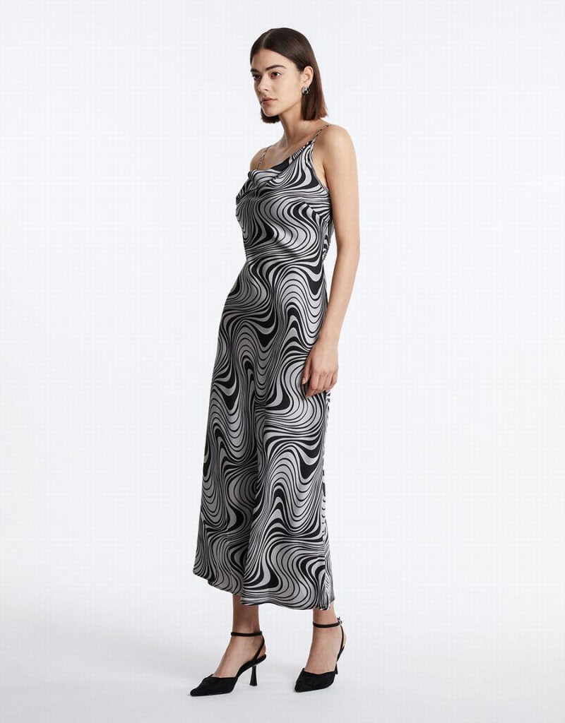 Vestido Urban Revivo Swirl Print Maxi Cami Mujer Grises | ZUP7357JP