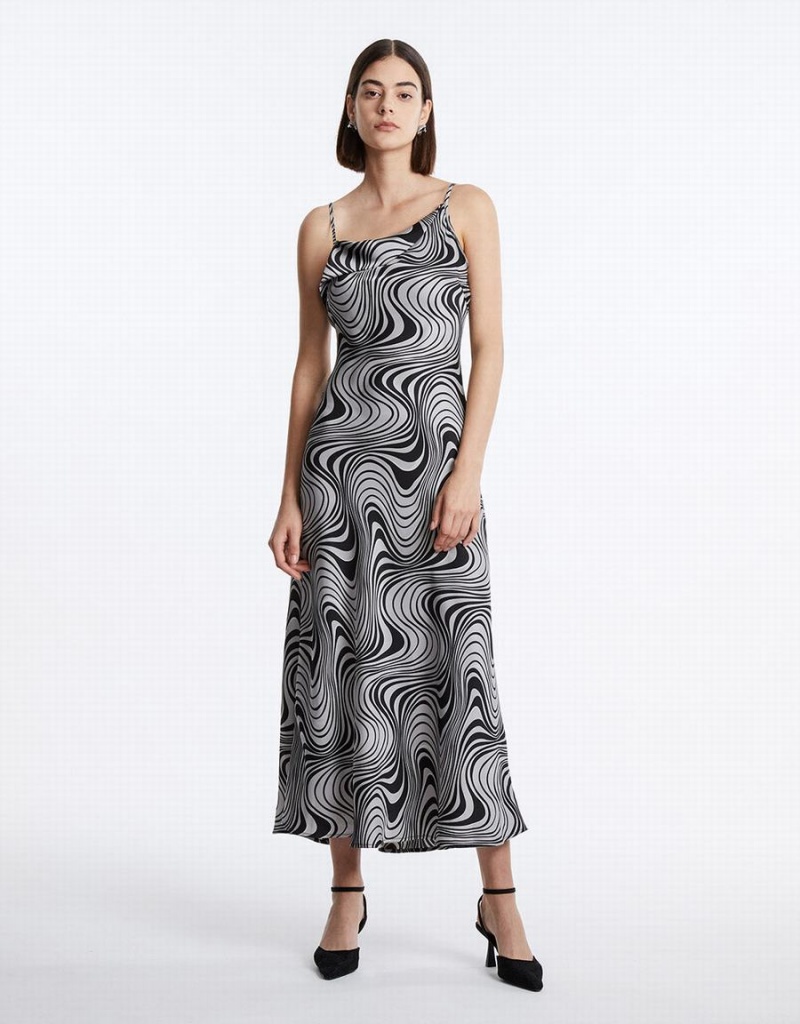 Vestido Urban Revivo Swirl Print Maxi Cami Mujer Grises | ZUP7357JP