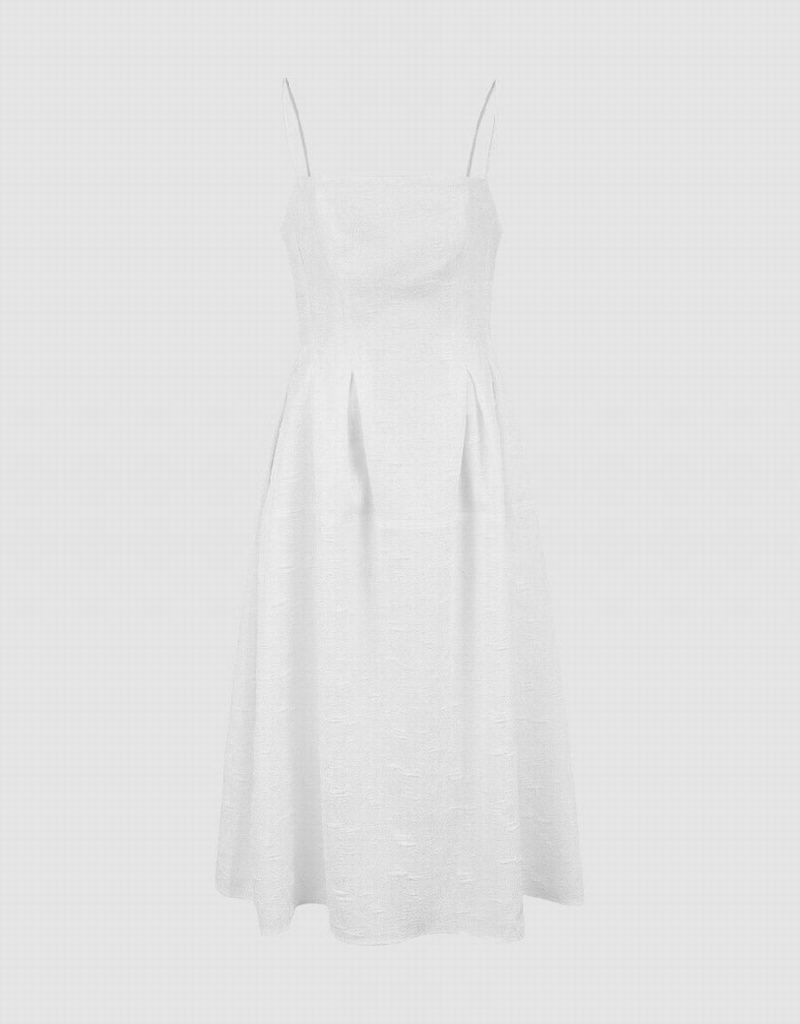 Vestido Urban Revivo Textured Cami A-Line Mujer Blancos | GRN4072FW