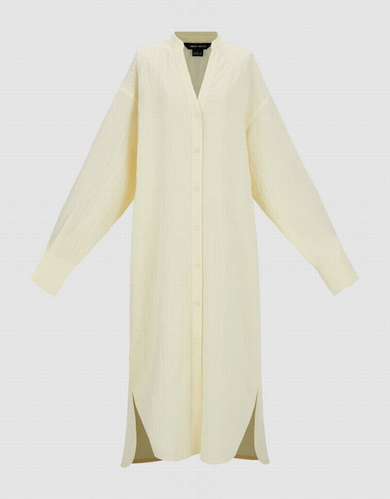 Vestido Urban Revivo Textured Directo Mujer Beige | HDR7861VT