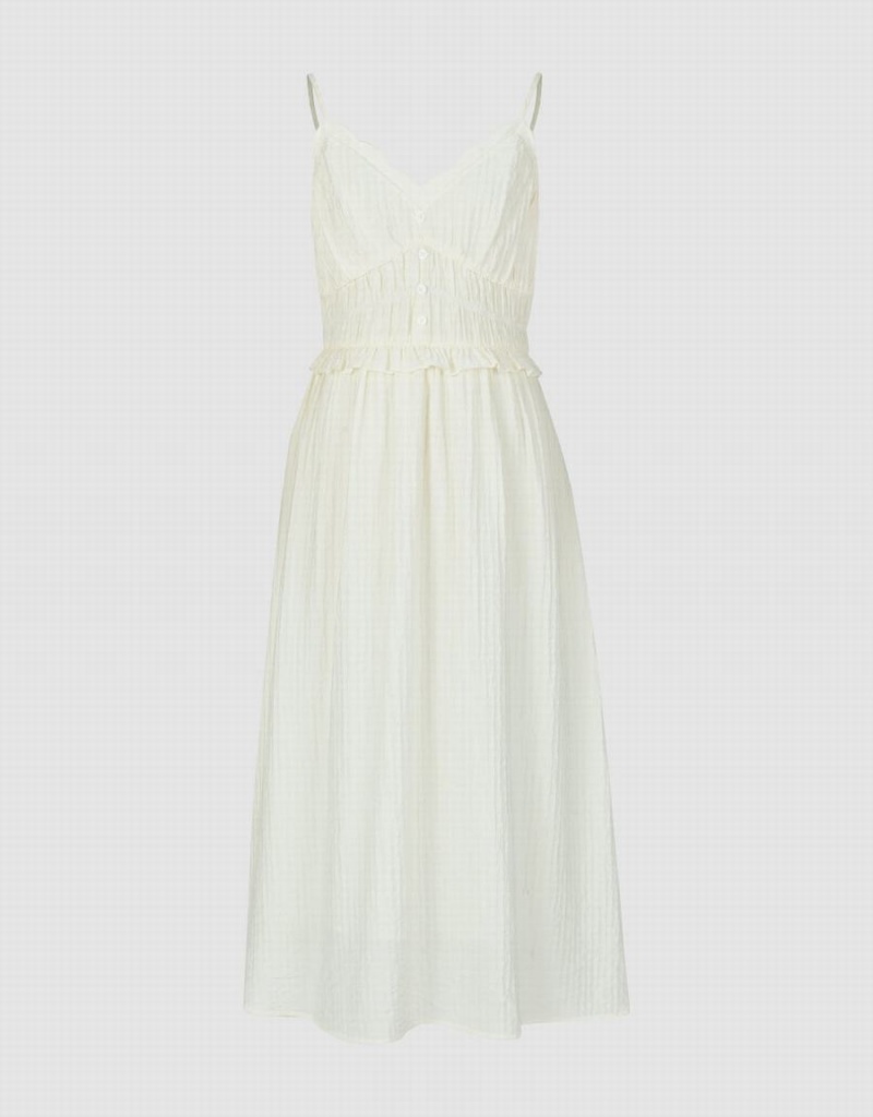 Vestido Urban Revivo V-Neck A-Line Cami Mujer Blancos | DPS8980IW